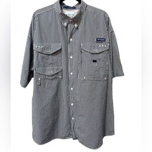 Columbia PFG Super Bonehead Fishing Shirt Blue Gingham Vented Men's 2XLT